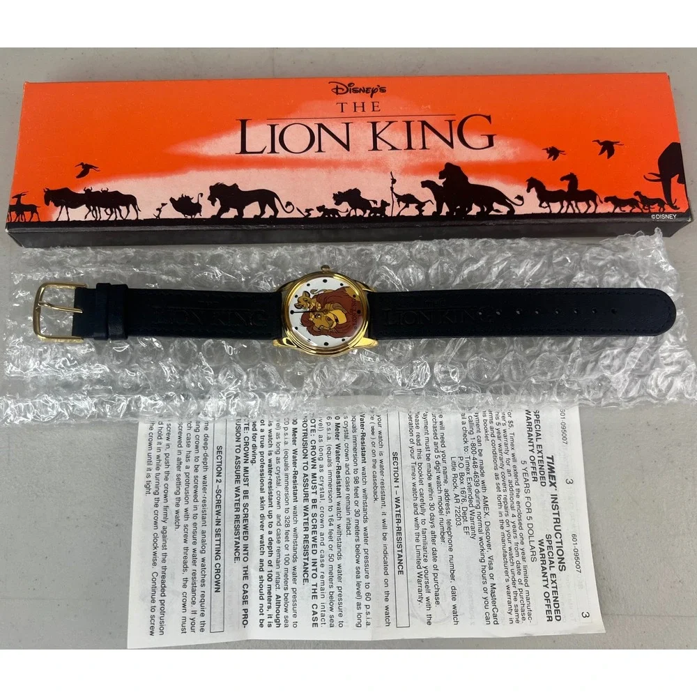 Vintage Disney Lion King Timex Kodak Watch Leather Strap Original Box 1994